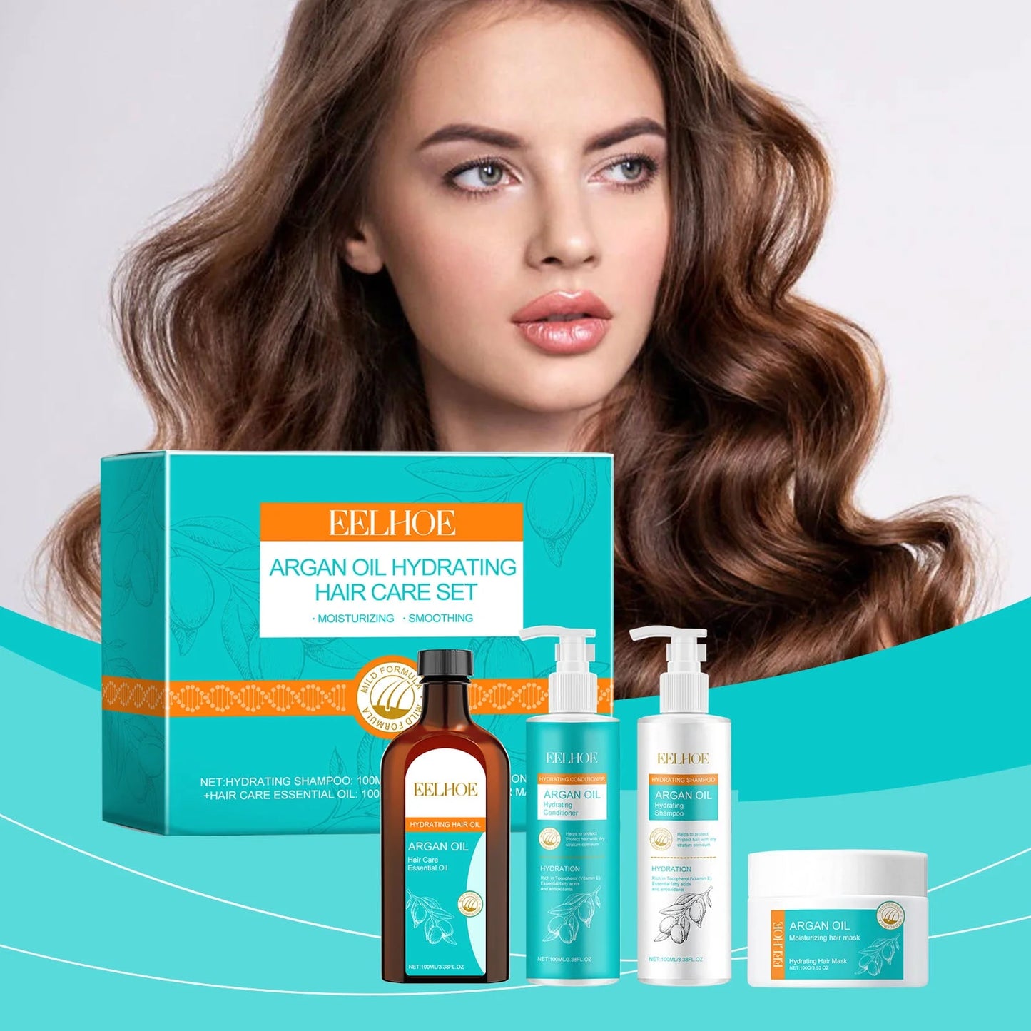 Eelhoe - Argan Oil, Hydrating Hair Care Set (Original) – Deep Nourishment, Frizz Control, Hair Repair & Shine