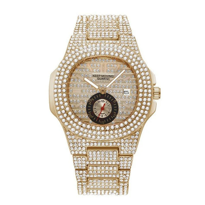 Luxury Fashion Calendar Quartz Watch – Fully-Jewelled Elegance for Women
