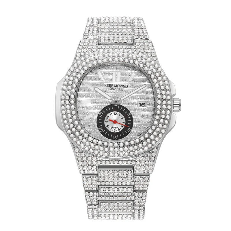Luxury Fashion Calendar Quartz Watch – Fully-Jewelled Elegance for Women