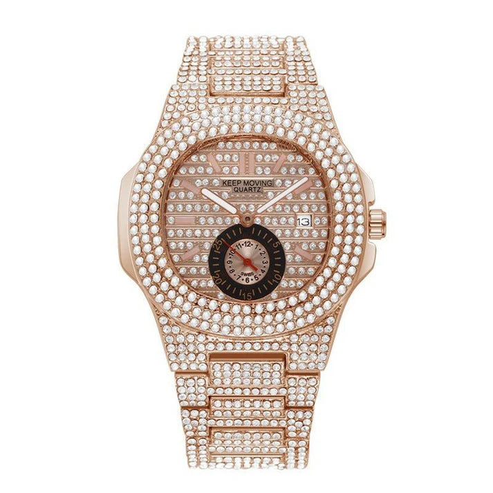 Luxury Fashion Calendar Quartz Watch – Fully-Jewelled Elegance for Women