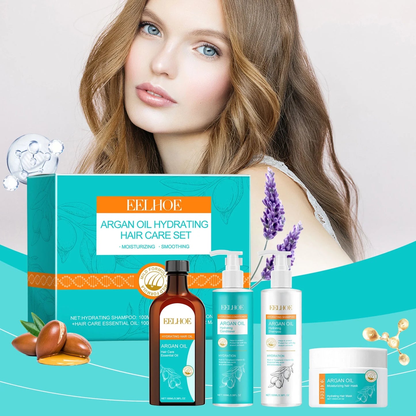Eelhoe - Argan Oil, Hydrating Hair Care Set (Original) – Deep Nourishment, Frizz Control, Hair Repair & Shine