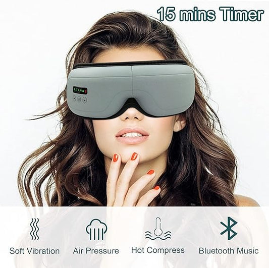 Electric Smart Eye Massager – Heat Compression, Vibration & Bluetooth Music Therapy for Relaxation & Eye Strain Relief**